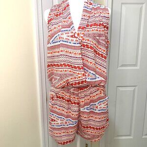 NWT Collective Concepts Romper Red Blue Women Size M Sleeveless Lightweight